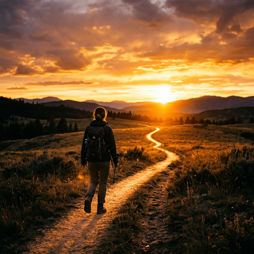 Figure walking on a puzzle road toward a glowing brain with neurons, keys, and mathematical symbols